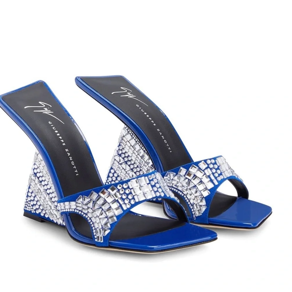 Giuseppe Zanotti Blue and Silver Embellished Heels summer is near, large size - Picture 2 of 7
